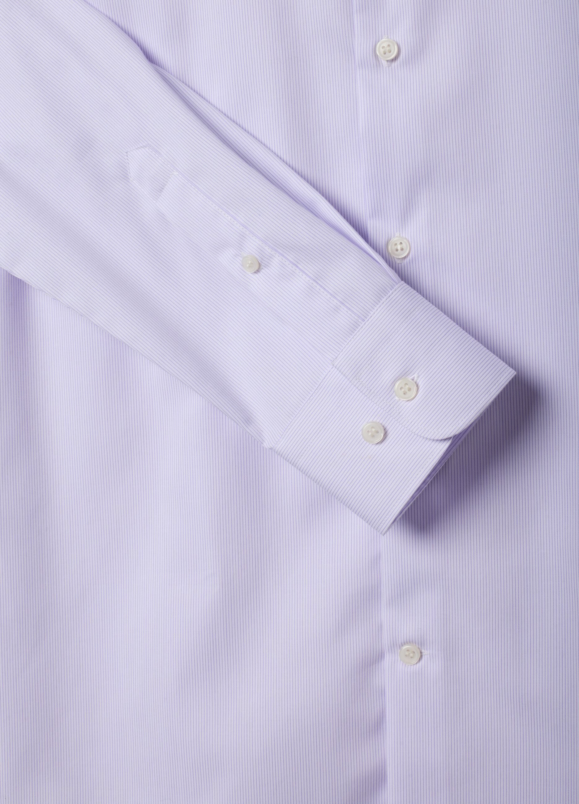 White striped pure cotton shirt with French collar, slim fit, non-iron