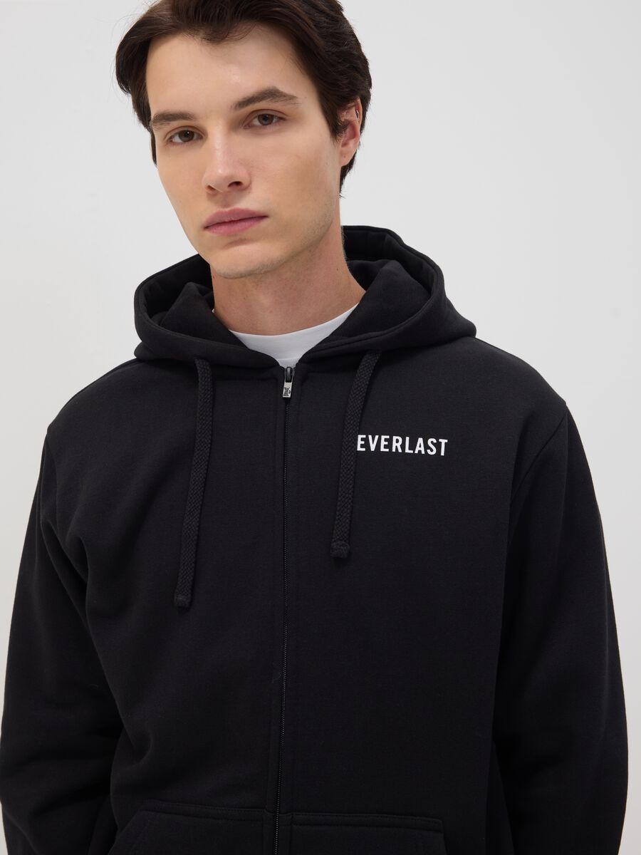 Black zip-up hooded sweatshirt in cotton blend_2