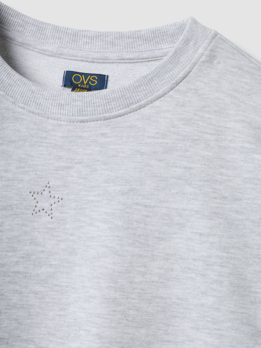 Girls&rsquo; grey 100% cotton sweatshirt with star, relaxed fit_5
