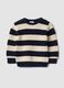 Blue striped pure cotton crew-neck jumper for baby boy_0