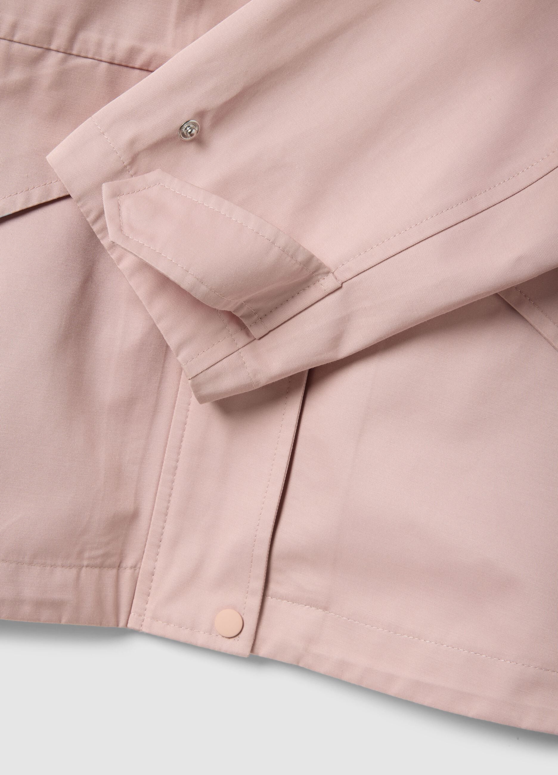 Pink Regular Fit Cotton Blend Jacket with Zip and Hood