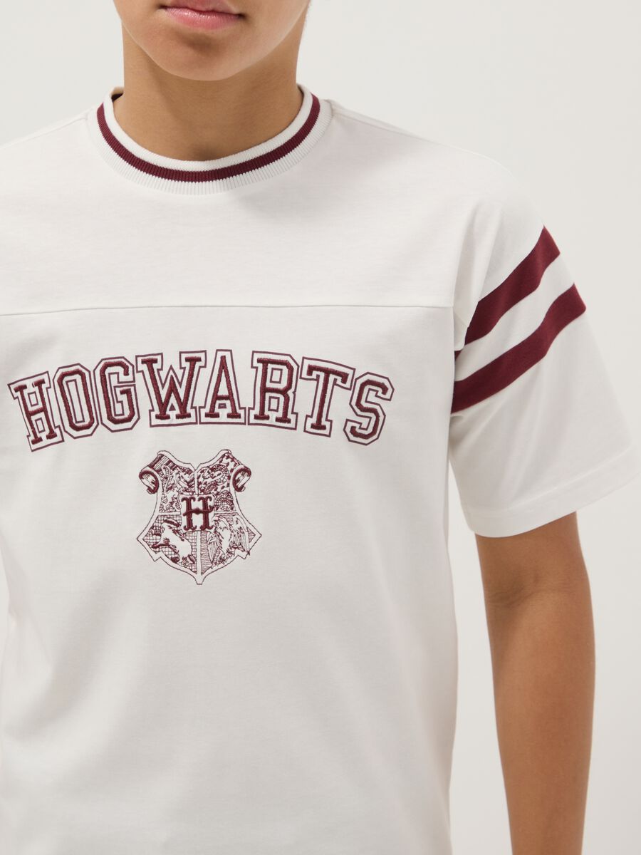 T-shirt bianca in puro cotone con stampa Harry Potter relaxed fit_2