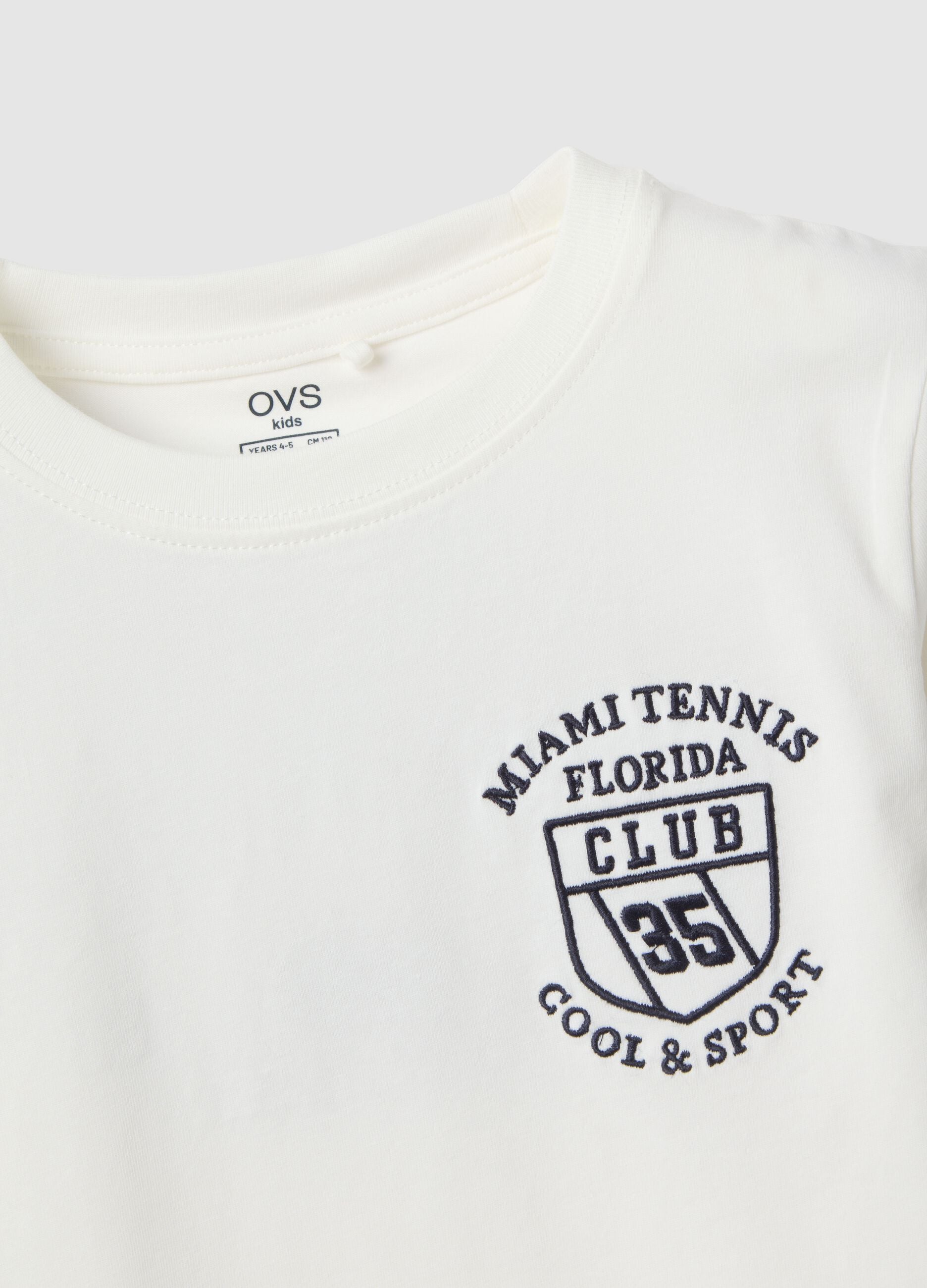 White stretchy cotton oversized fit kids' t-shirt with logo