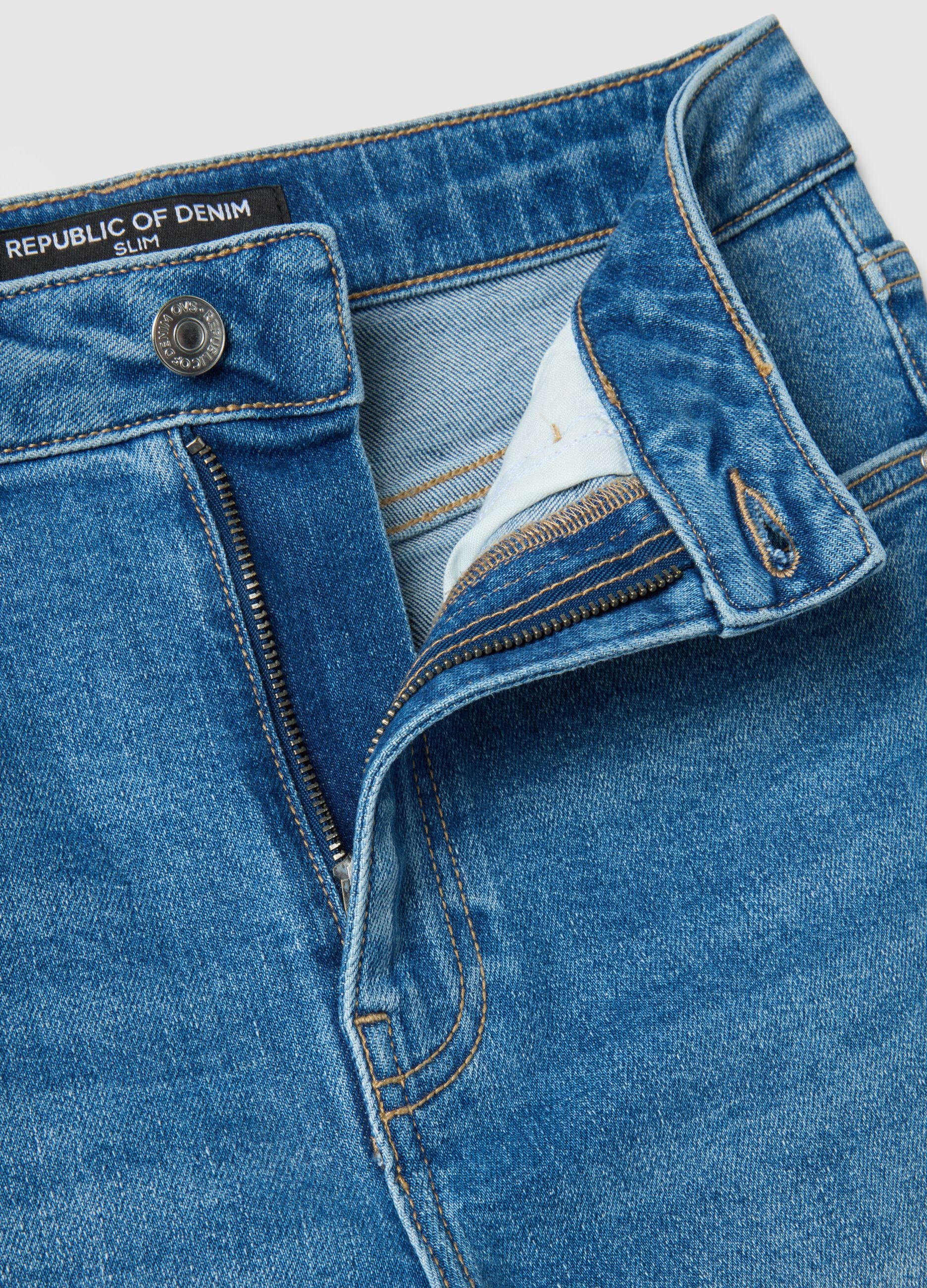 Slim fit stretch cotton blue jeans