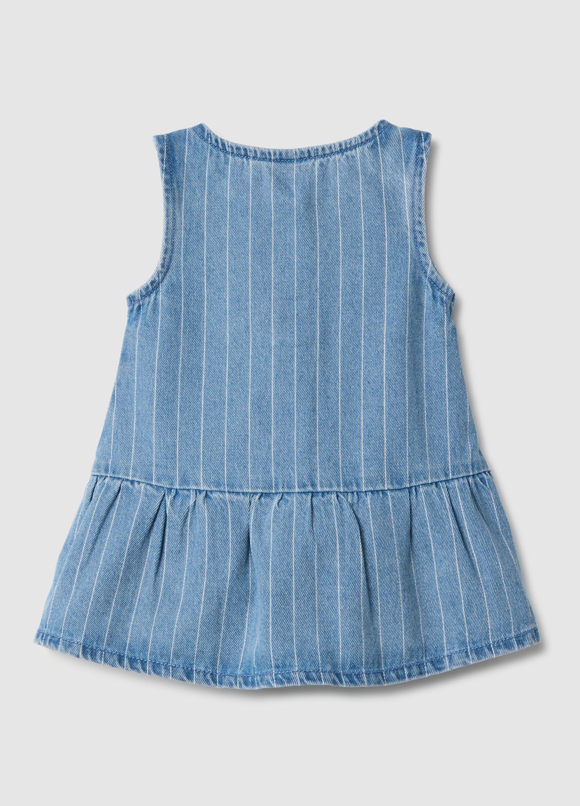Blue denim regular fit cotton blend dress for toddler
