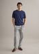 Short sleeve cotton, linen and silk blend blue regular fit T-shirt_1