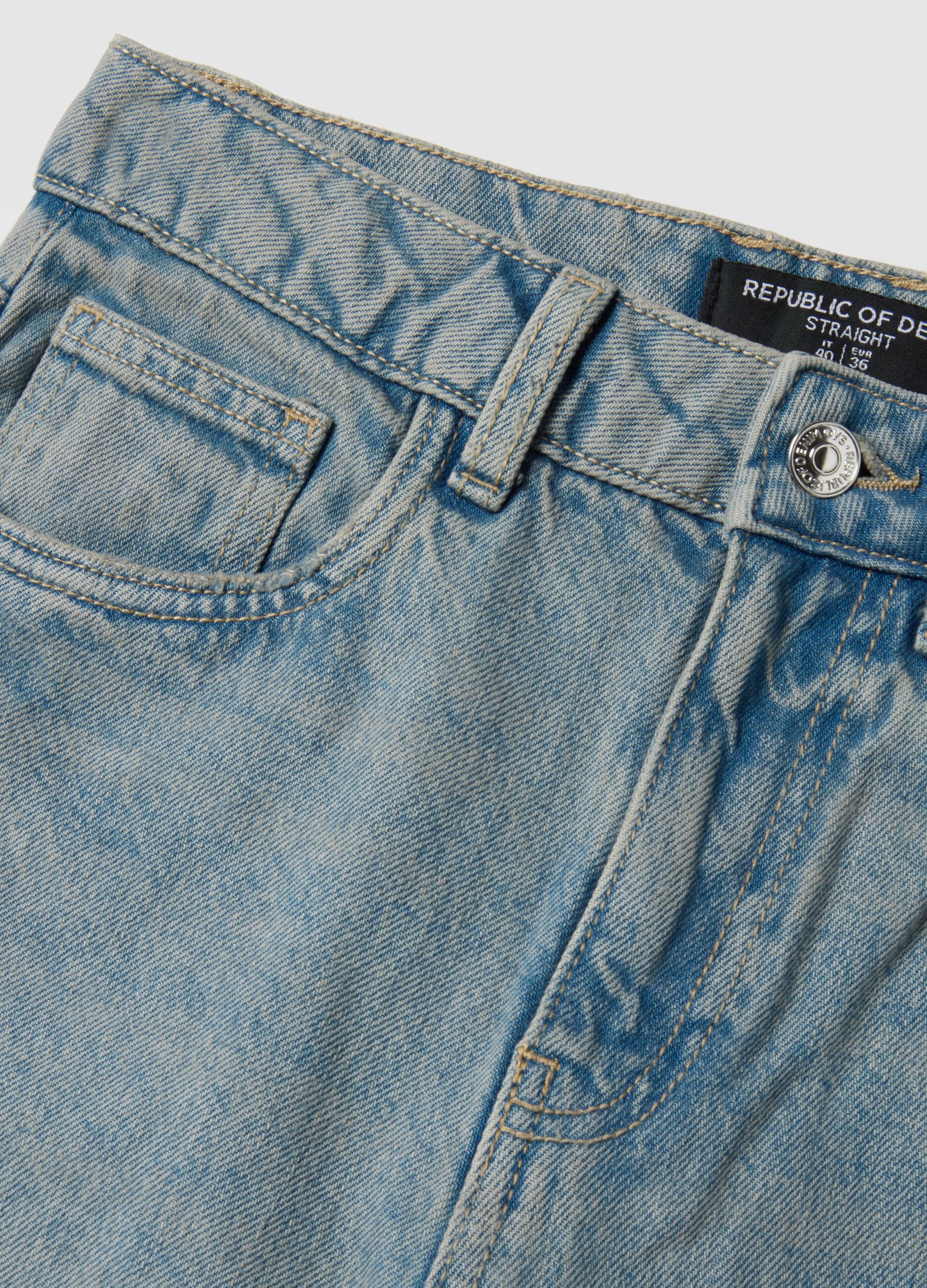 Pure Cotton Blue Straight Fit Jeans