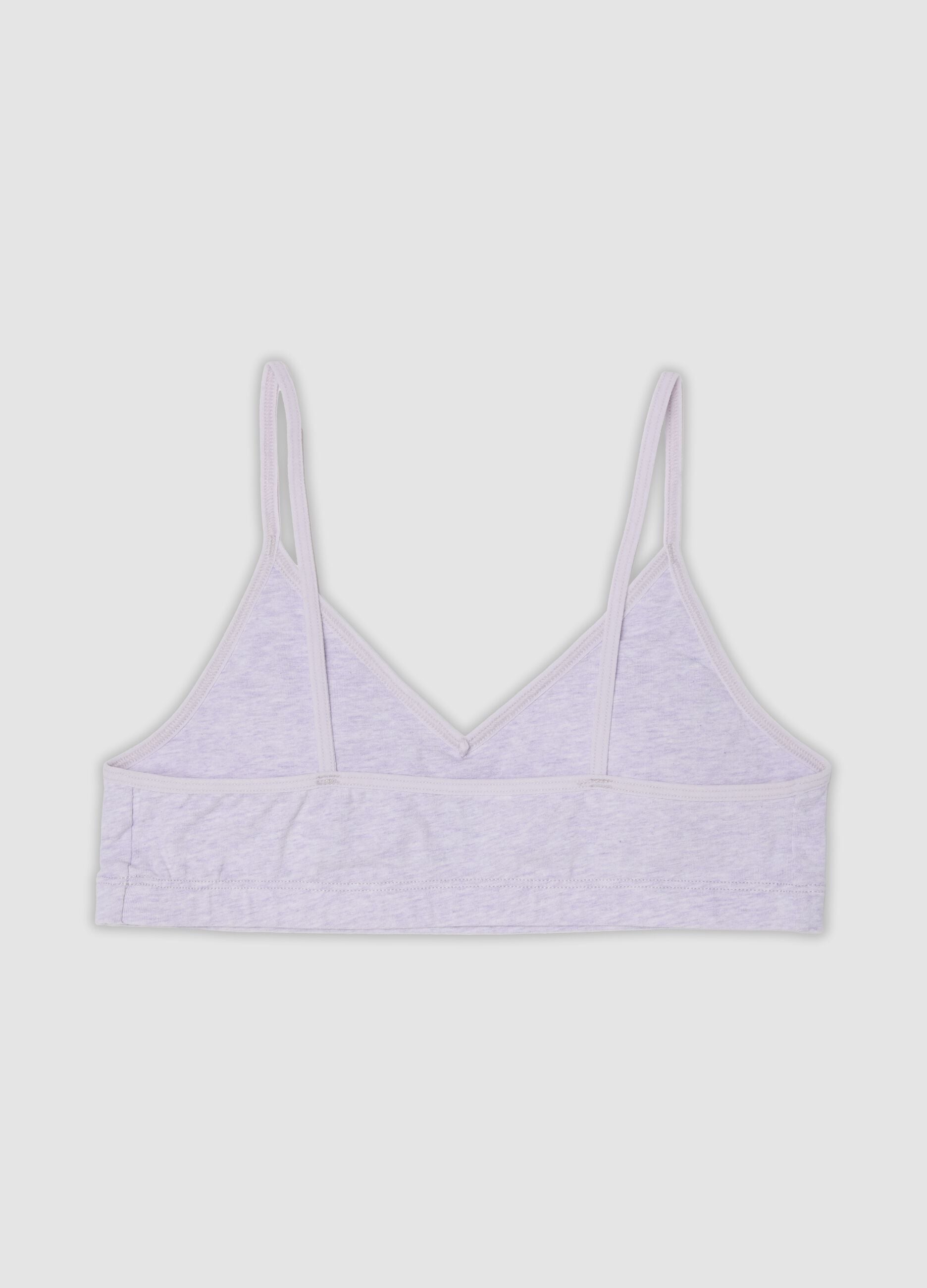 Purple organic cotton bra with thin straps for girls