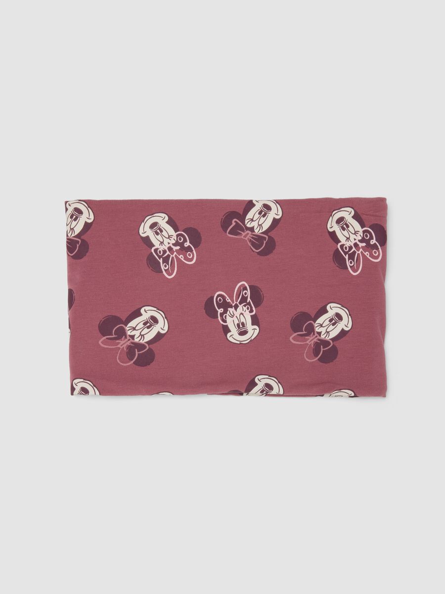 Pink Minnie print stretchy organic cotton scarf for girls_0