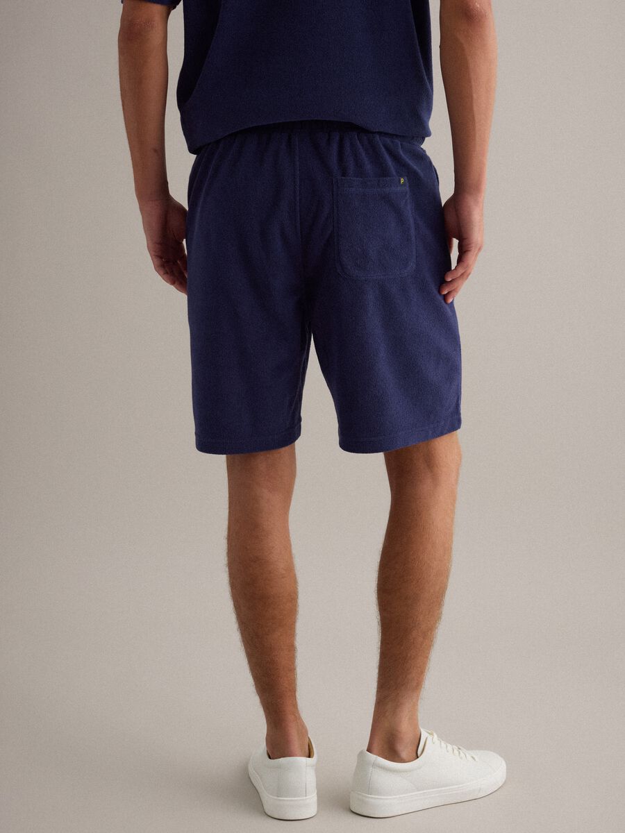 Blue cotton-blend Bermuda shorts_2