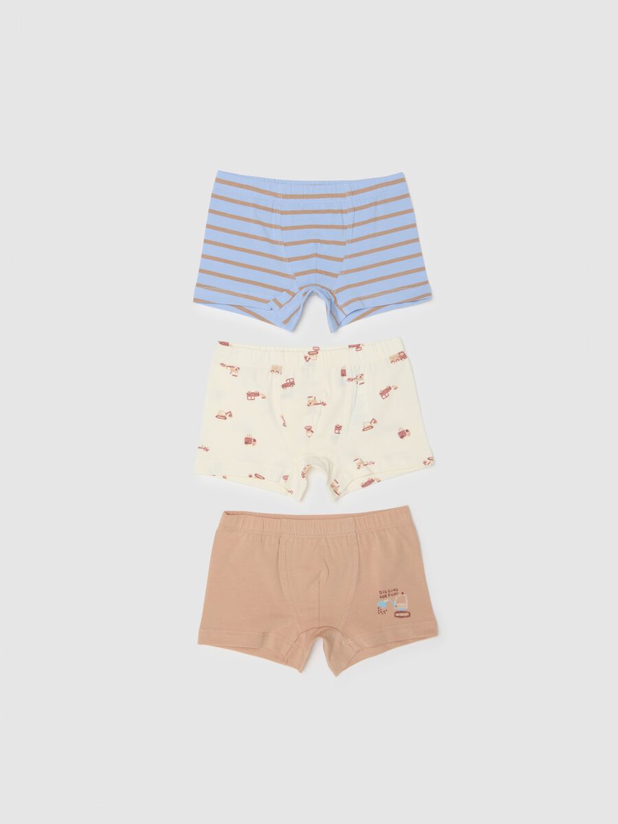 Tripack boxer multicolor da neonato in misto cotone regular fit_0