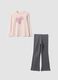 Pink and grey pure cotton jogging set with heart print for girls_0