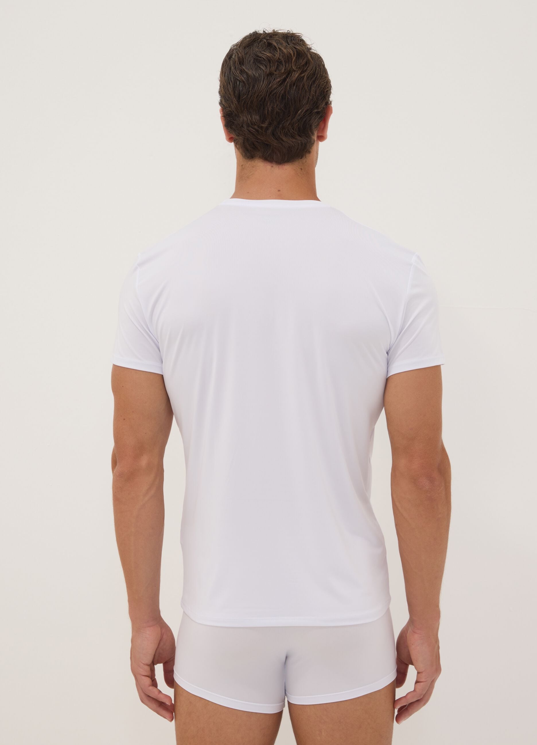 2-pack of white stretch microfibre regular-fit T-shirts