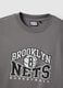 Grey pure cotton T-shirt regular fit with Brooklyn Nets print_5