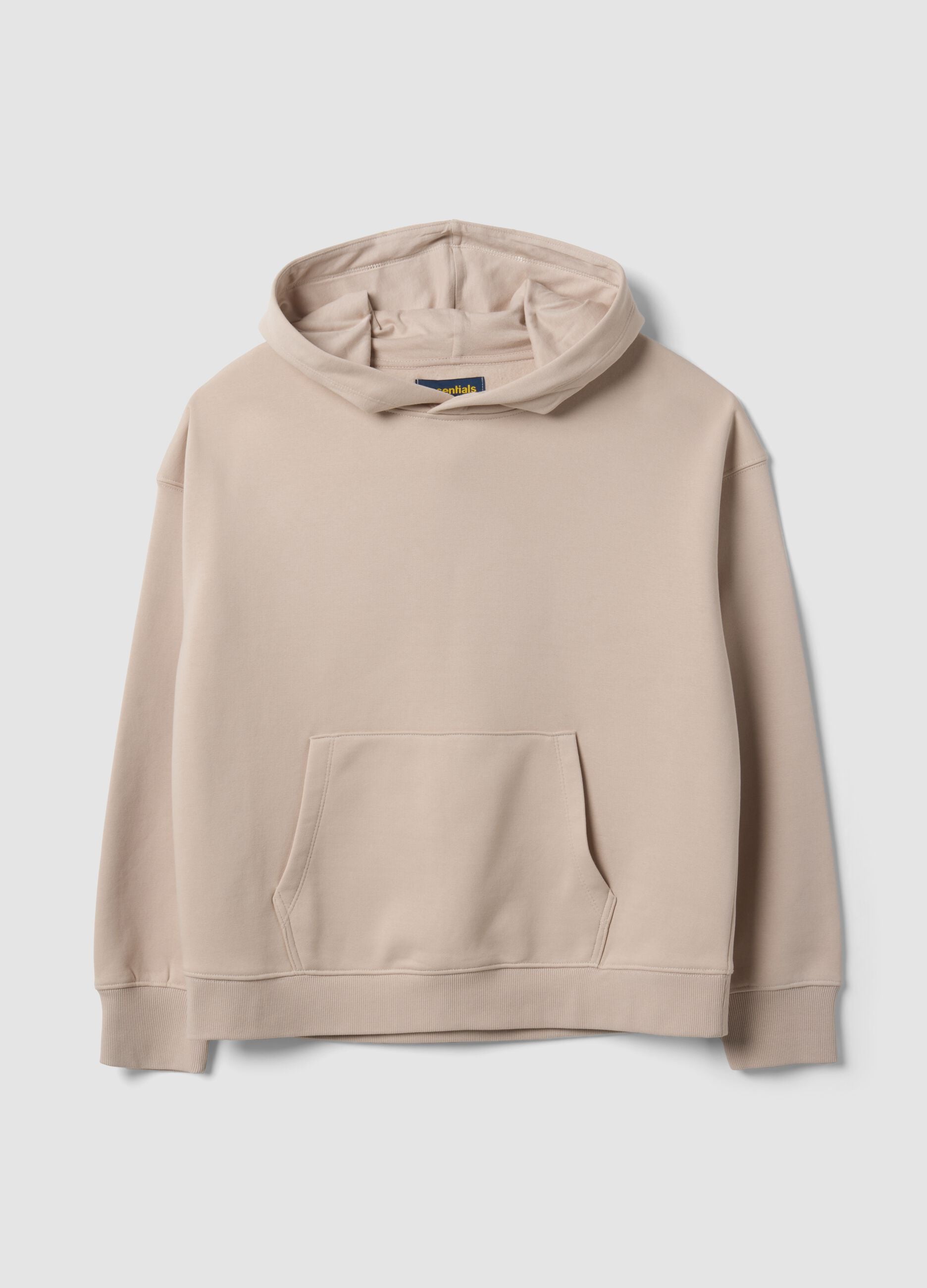 White cotton-blend hoodie sweatshirt, regular fit