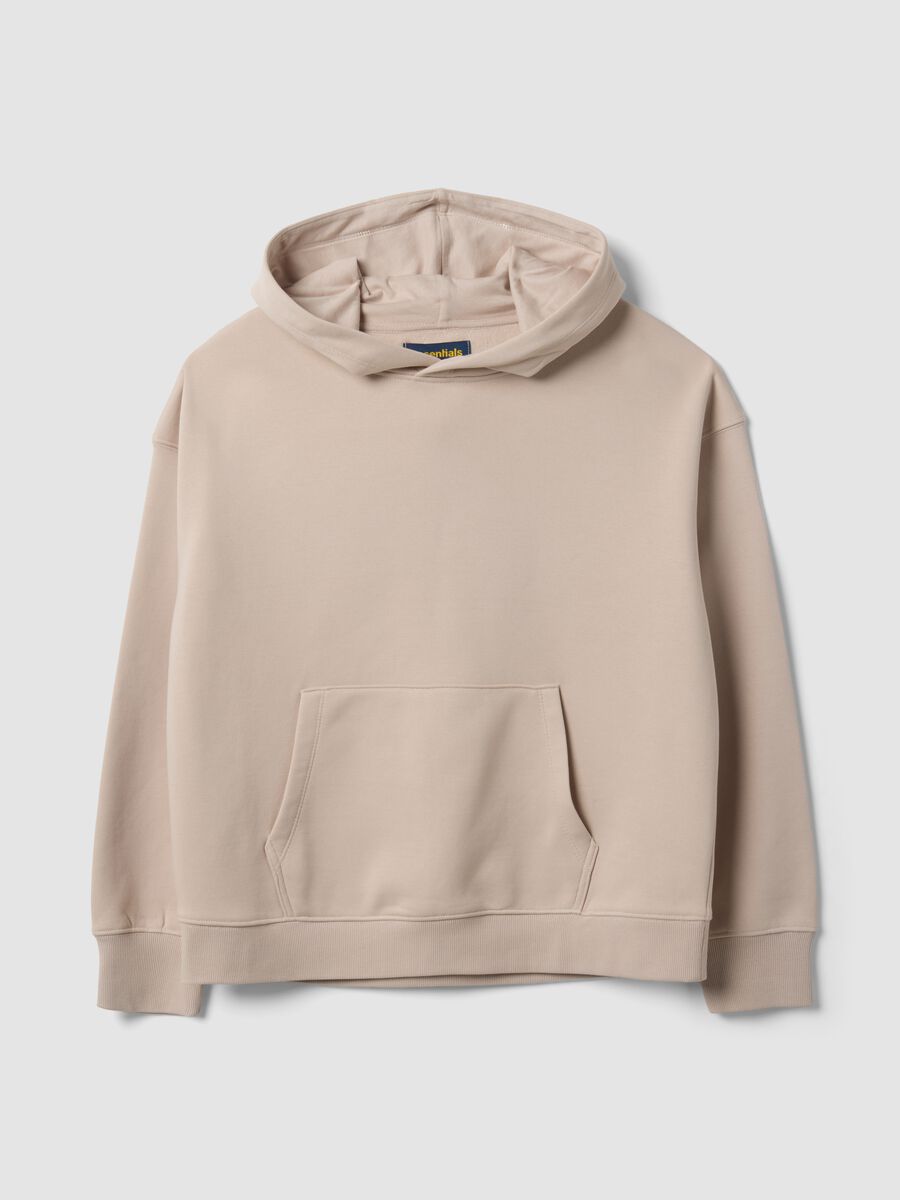 Felpa bianca in misto cotone con cappuccio regular fit_0