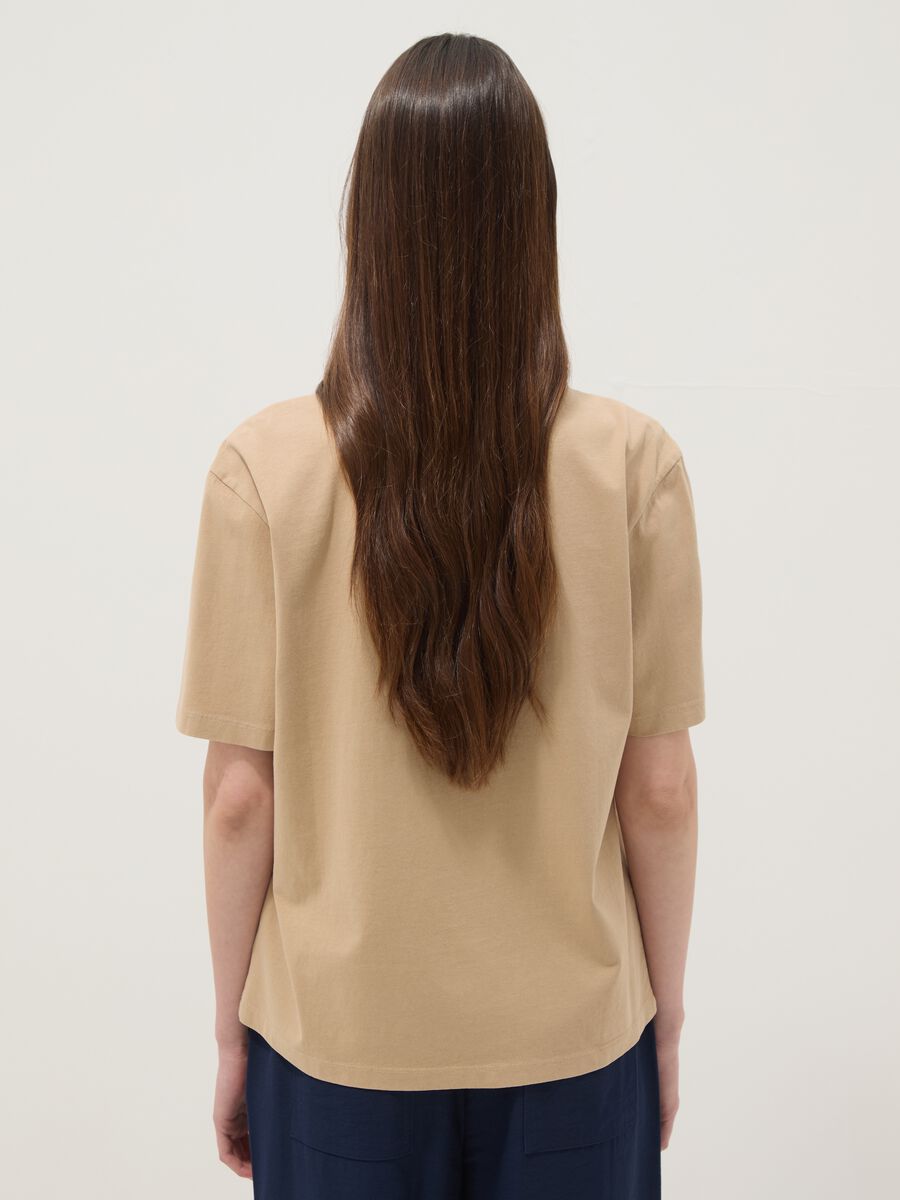 Beige pure cotton T-shirt with floral print_3
