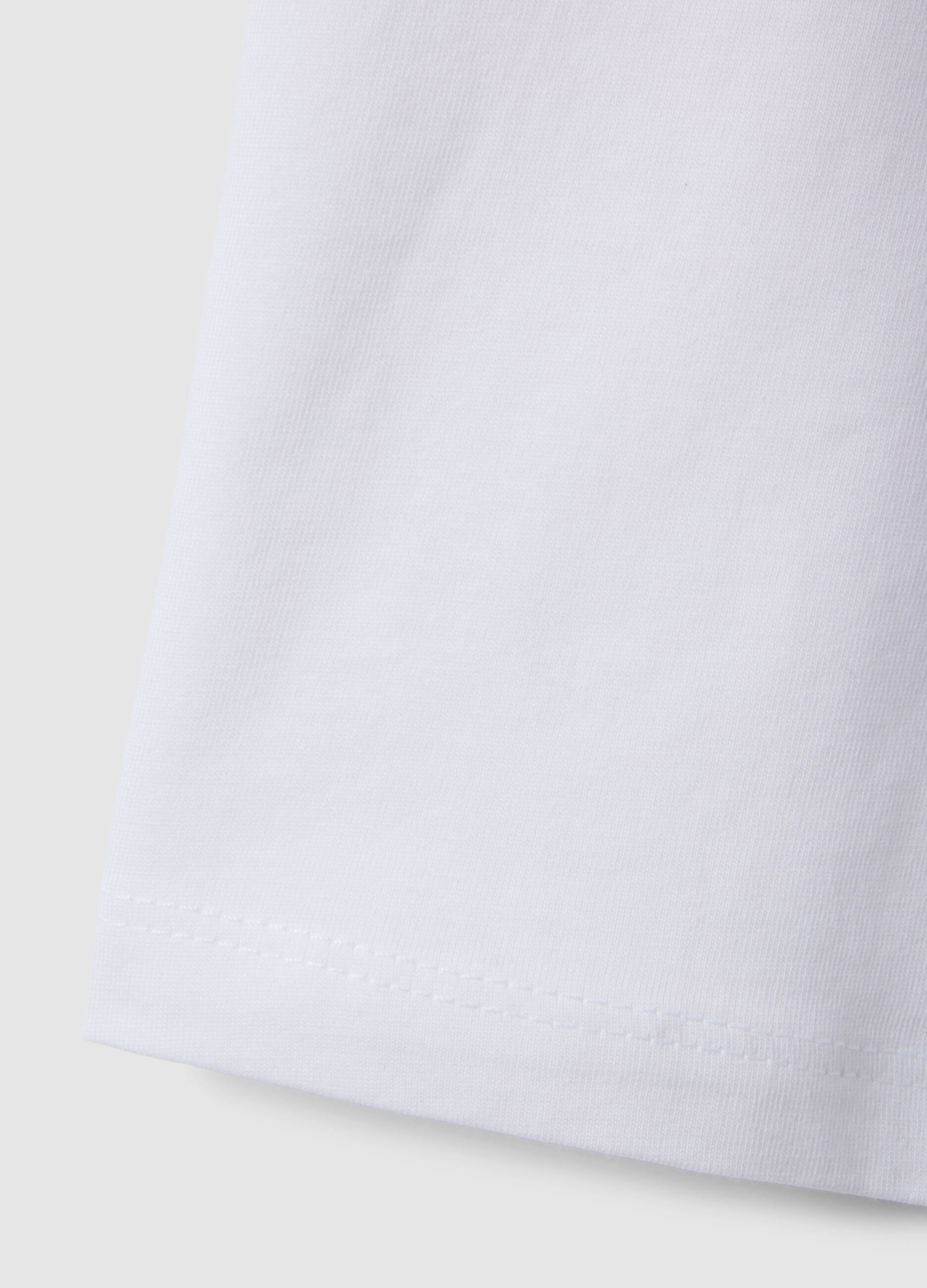 Girls' pure cotton white T-shirt boxy fit with print