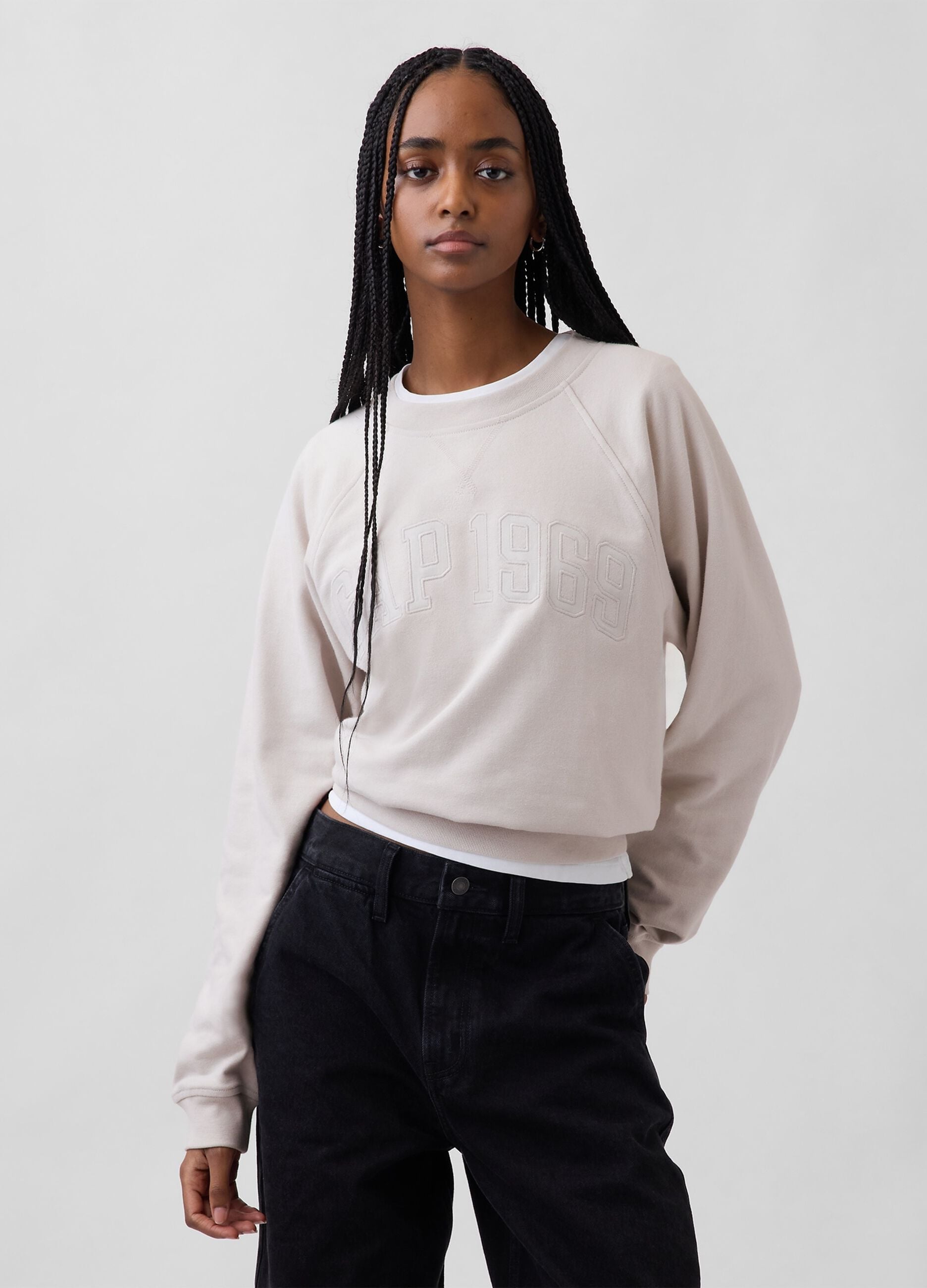 Cotton-blend crewneck sweatshirt