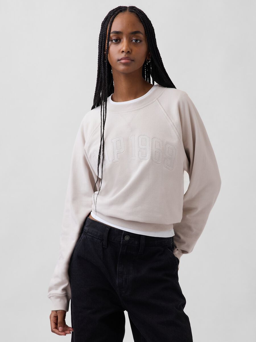 Cotton-blend crewneck sweatshirt_0