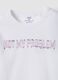 White organic cotton cropped T-shirt with ribbed neckline for girls_4