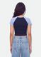 Blue stretch cotton crew-neck T-shirt with contrast sleeves_2