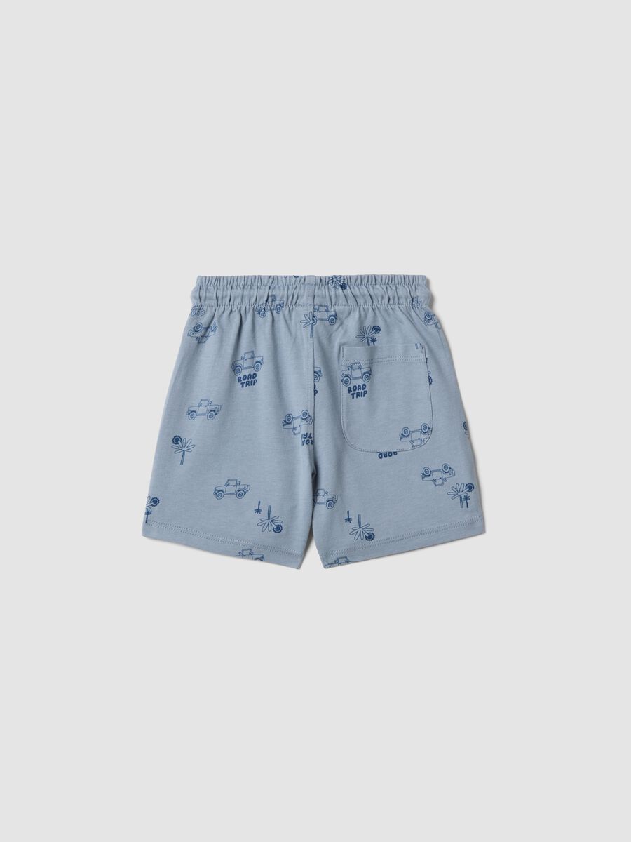 Short in puro cotone azzurro da bimbo regular fit con stampe_1