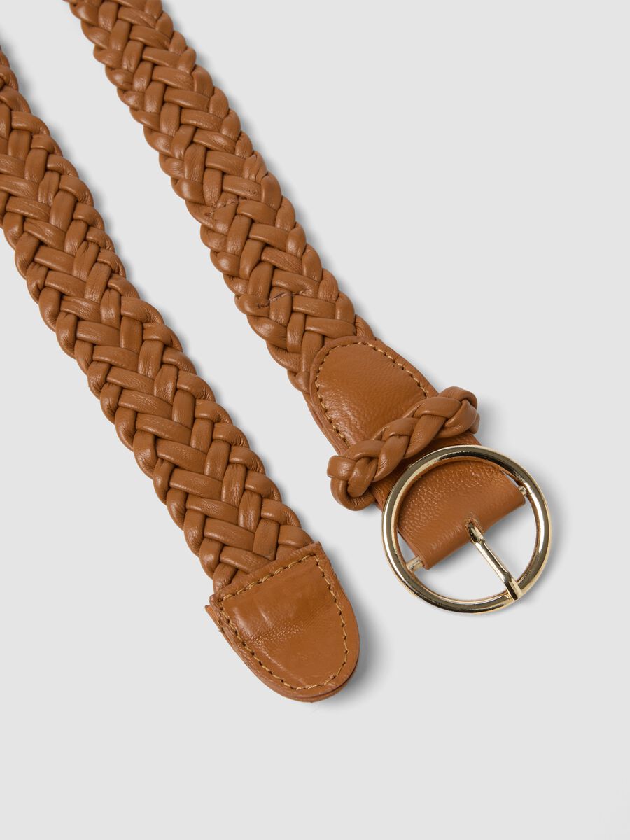 Cintura marrone intrecciata in puro goat leather_2
