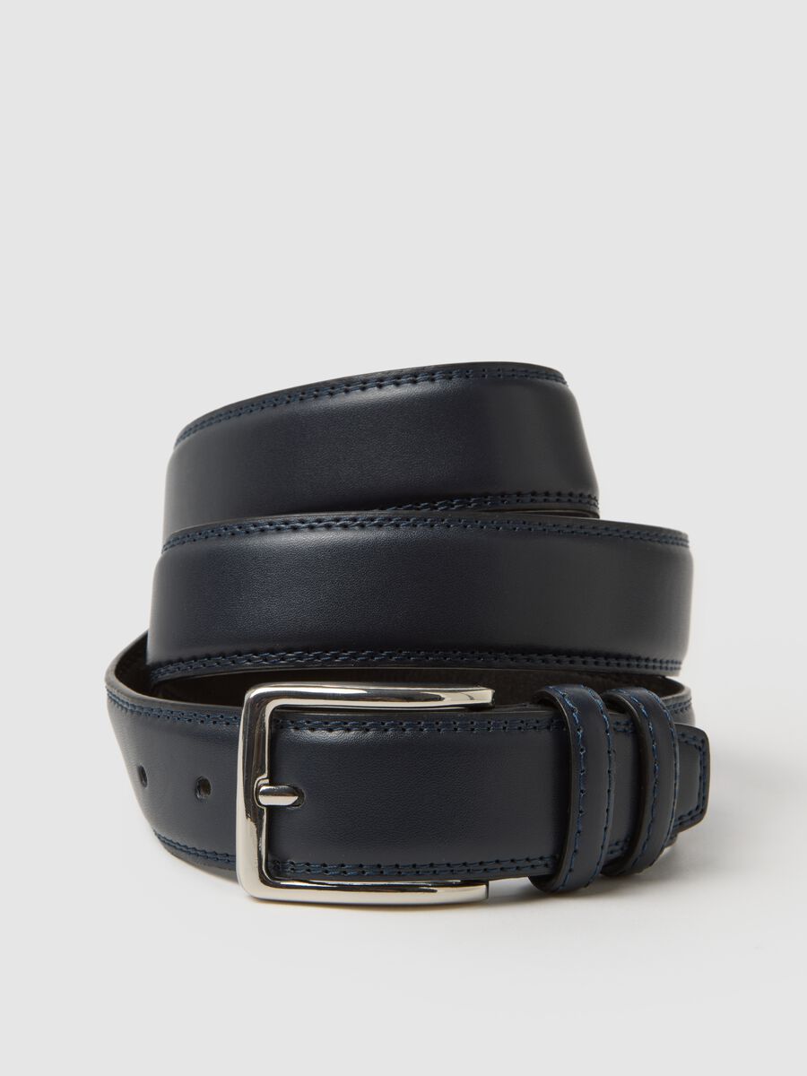 Cintura blu classica con fibbia rettangolare_2