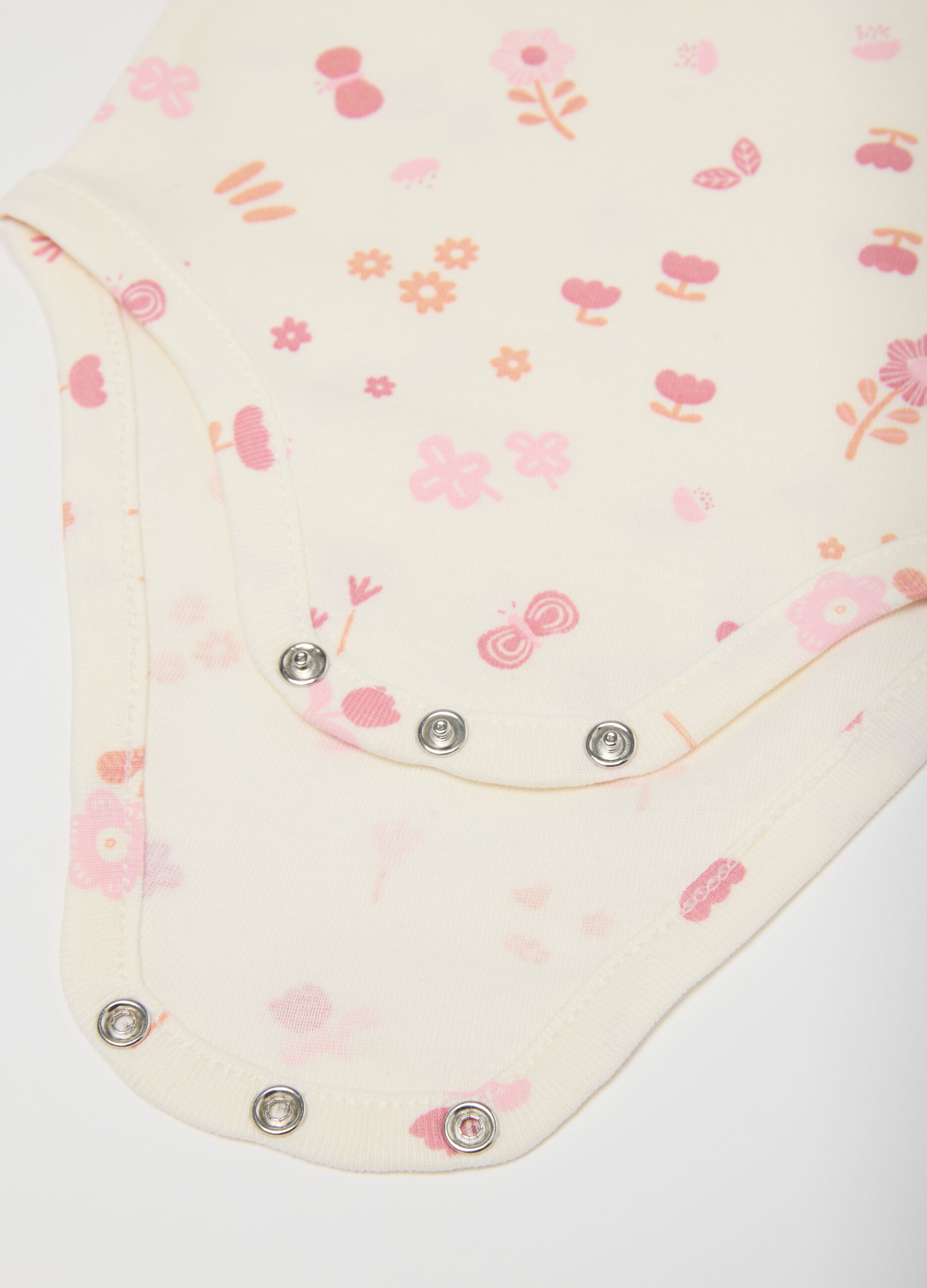 Multicolour short-sleeve bodysuit tripack for baby girls in pure cotton
