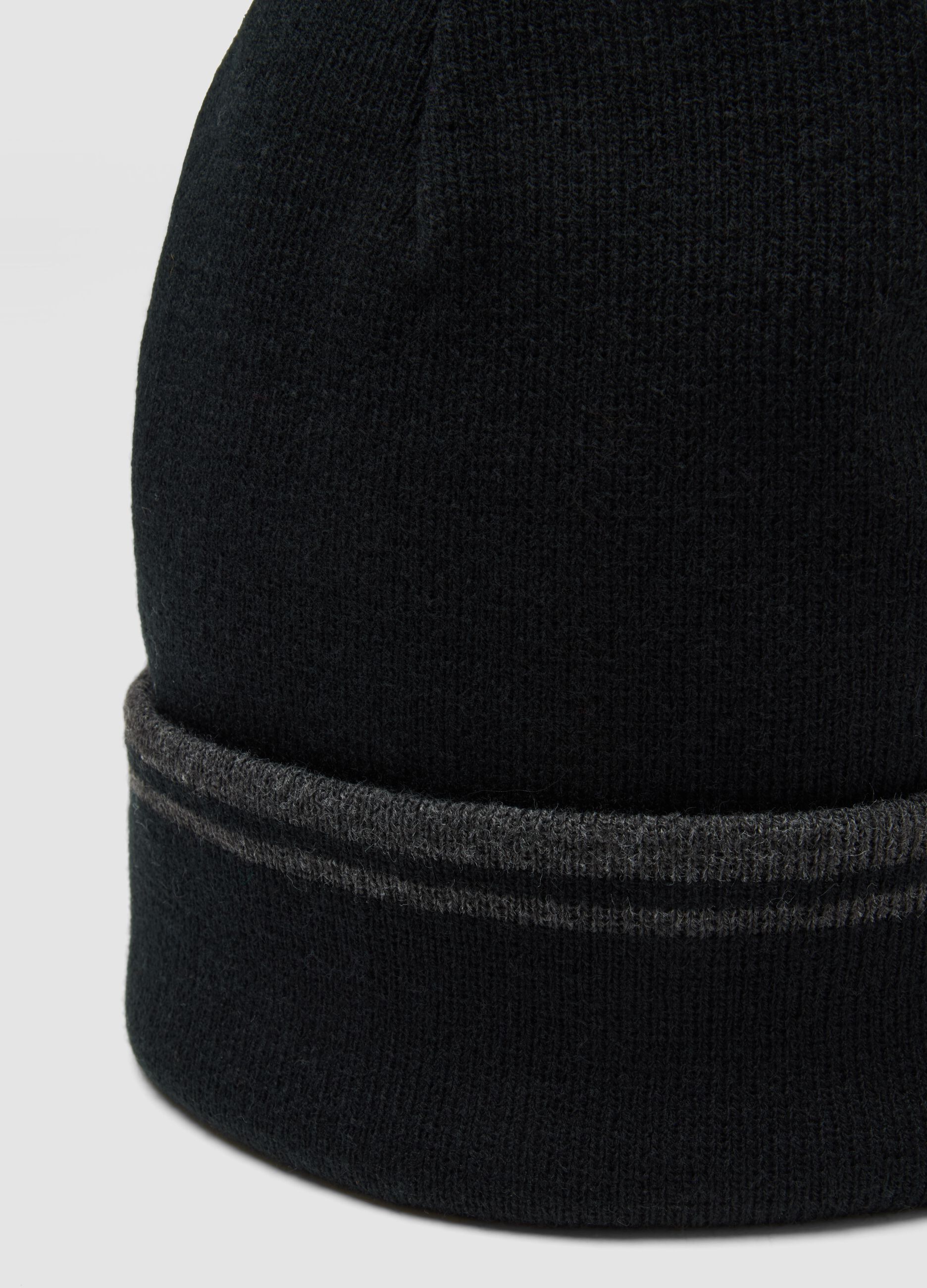 Black beanie with turn-up cuff