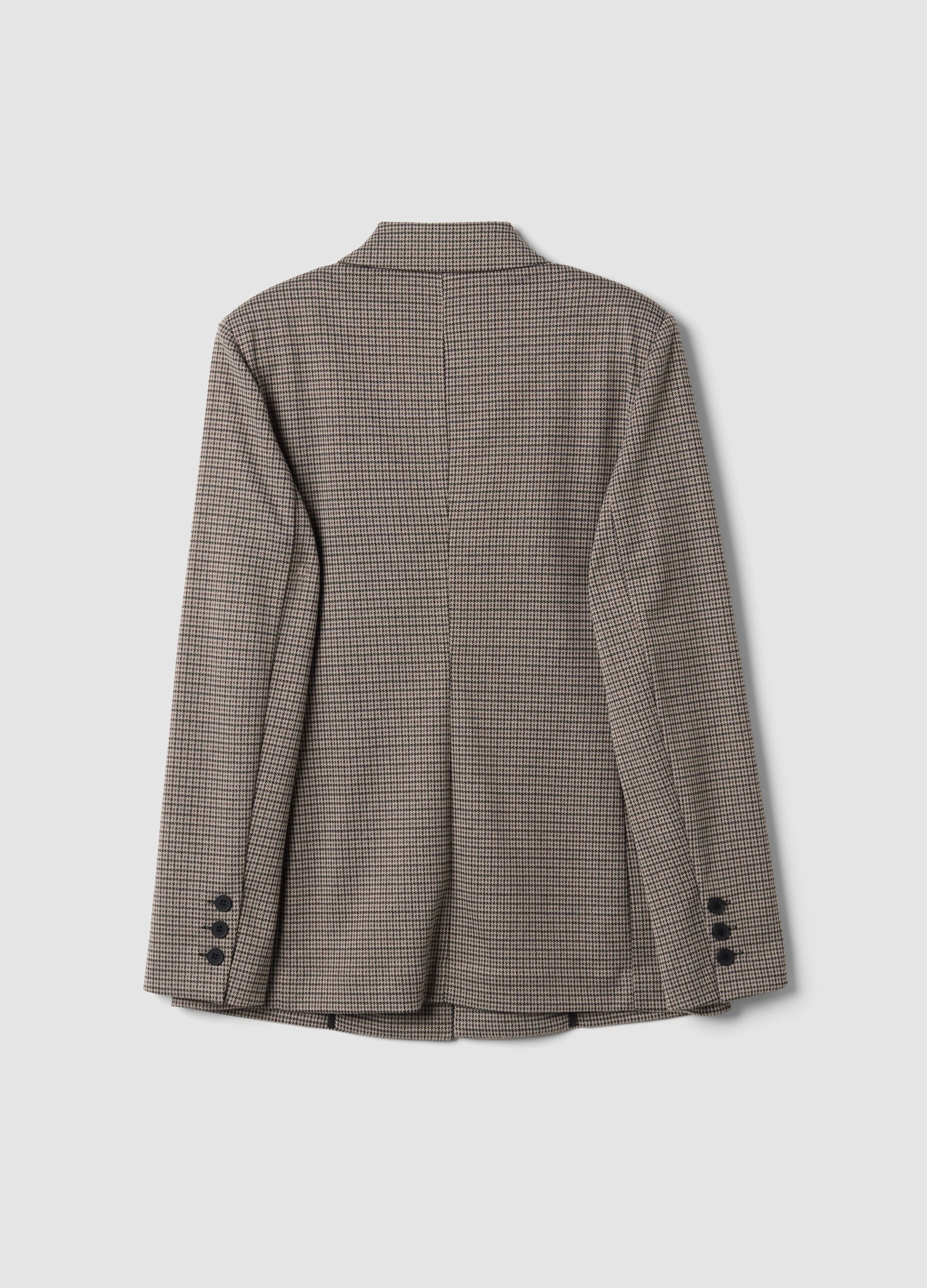 Beige patterned stretch viscose blazer
