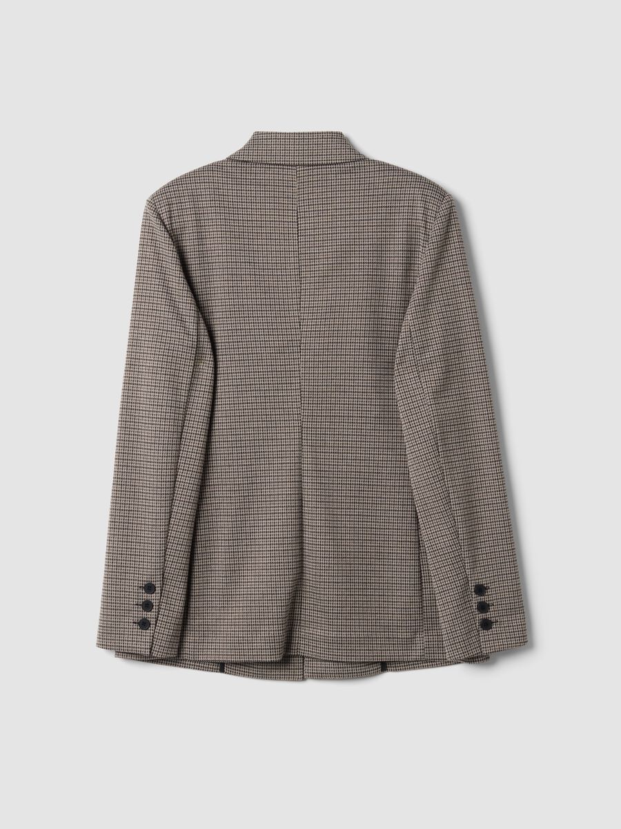 Beige patterned stretch viscose blazer_6