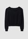 Black fitted viscose-blend top with boat neckline_0