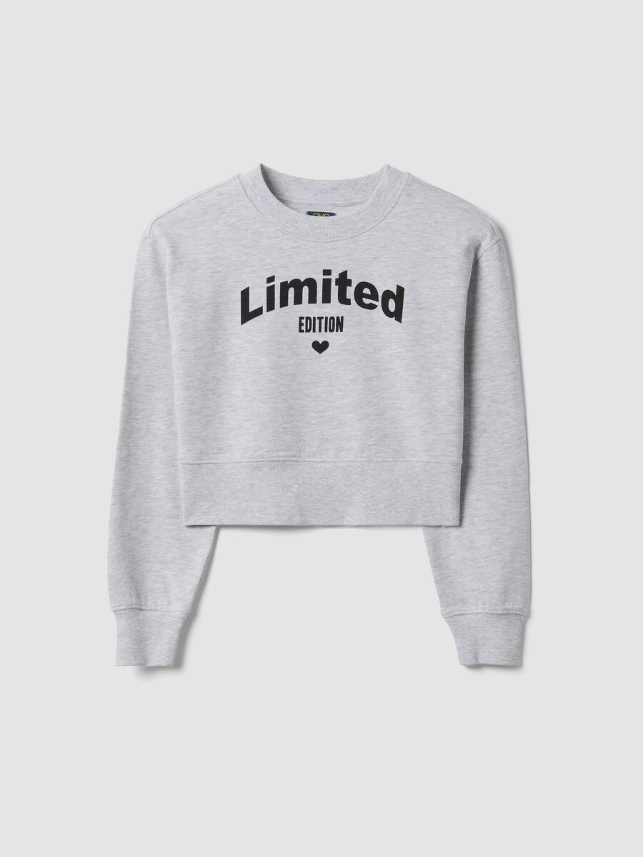 Grey organic cotton sweatshirt with front print for girls_3