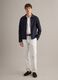 Blue regular fit cotton-linen blend jacket with zip_1