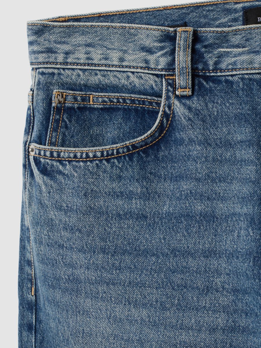 Jeans denim blu in puro cotone loose fit_1