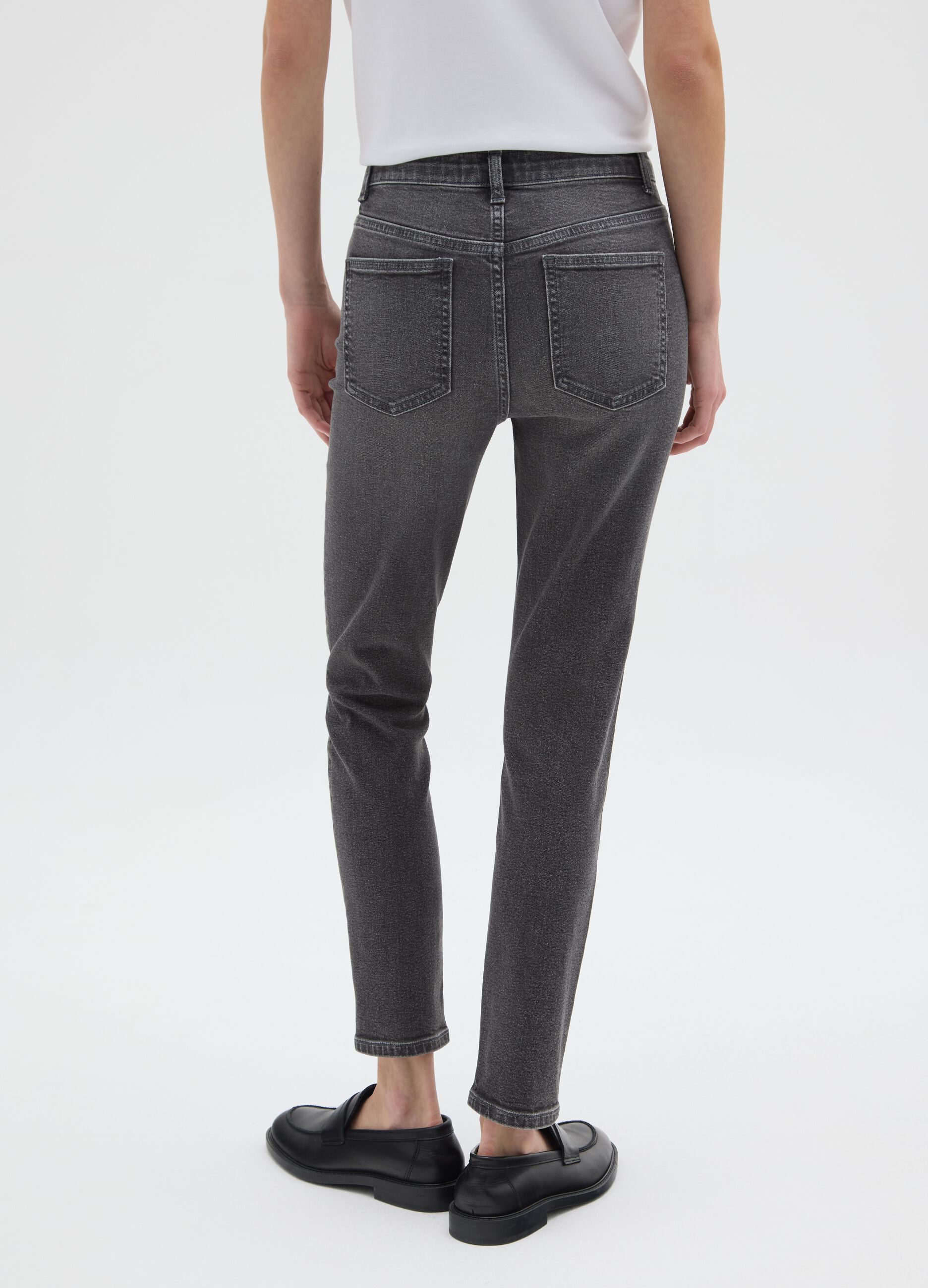 Grey Stretch Cotton Skinny Fit Jeans