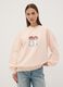 Pink cotton-blend sweatshirt with kitten print, regular fit_0