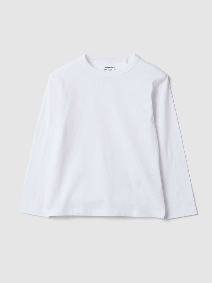 T-shirt bianca a maniche lunghe in cotone organico_0