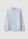 Multicoloured striped shirt with band collar in linen and cotton blend, regular fit_4
