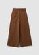 Brown wide-leg stretch cotton trousers_5
