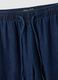 Wide-leg blue denim pure cotton trousers with elastic waist_5