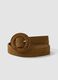 Brown genuine leather belt with round buckle_2