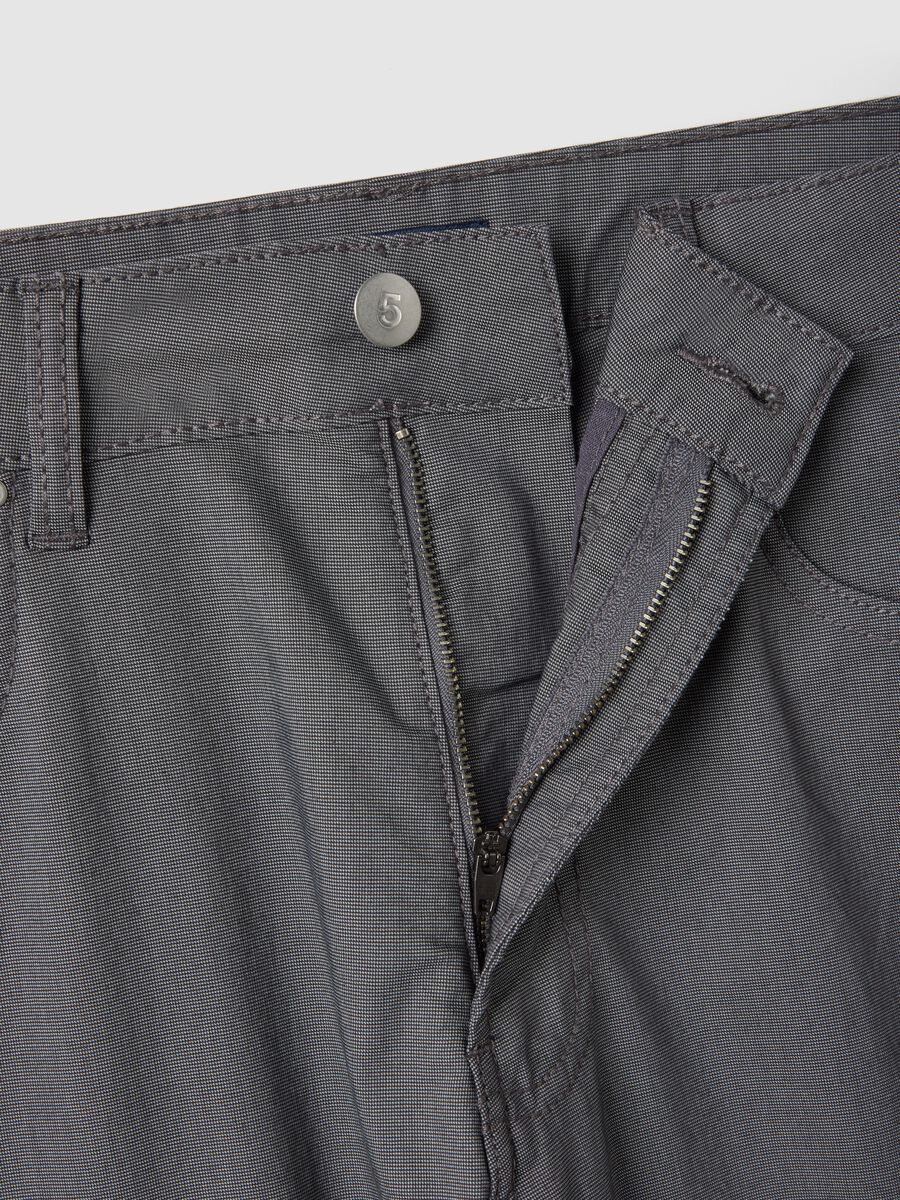Grey stretch cotton blend slim fit chino trousers_5