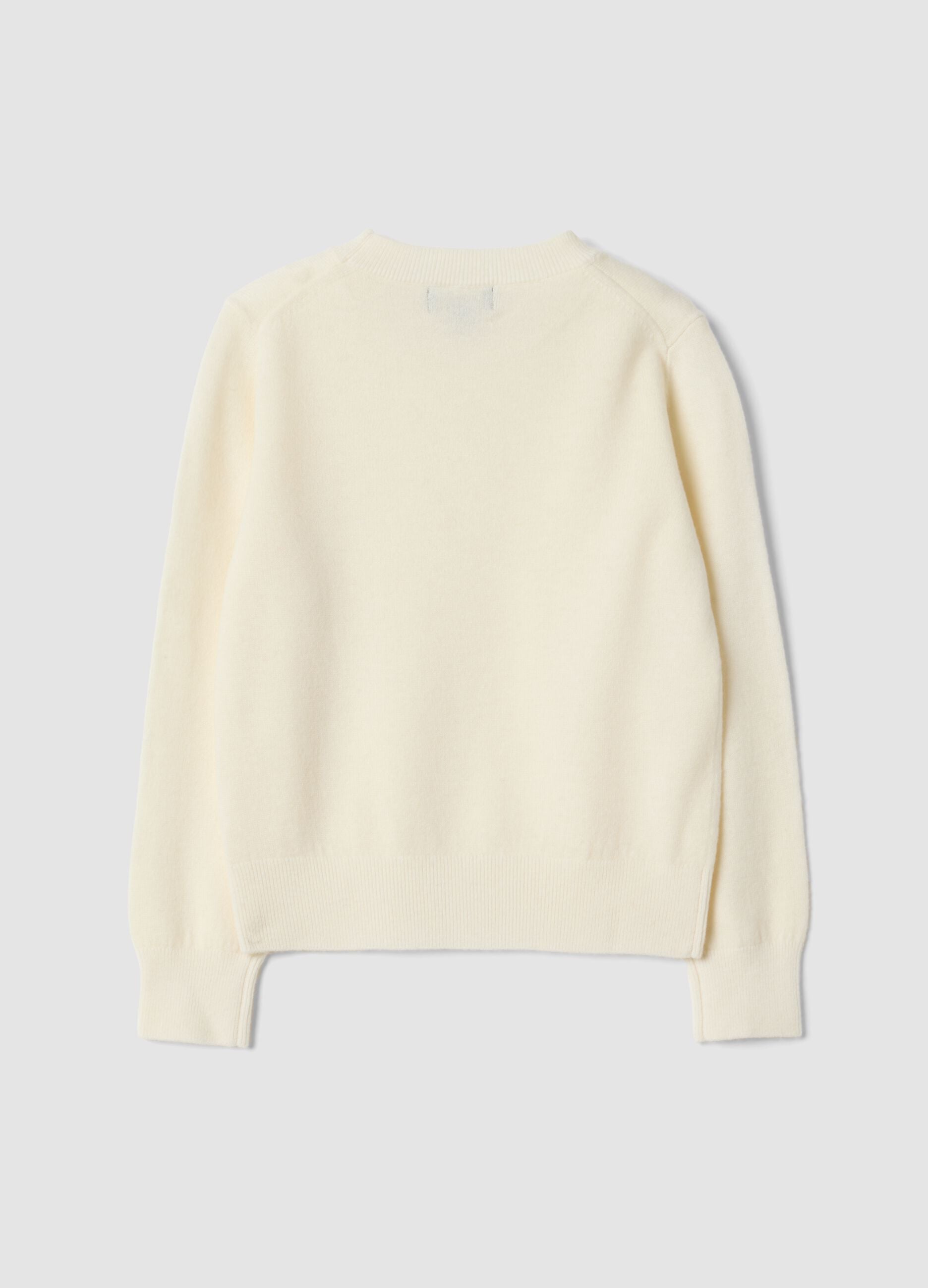 White pure wool regular-fit long-sleeve jumper