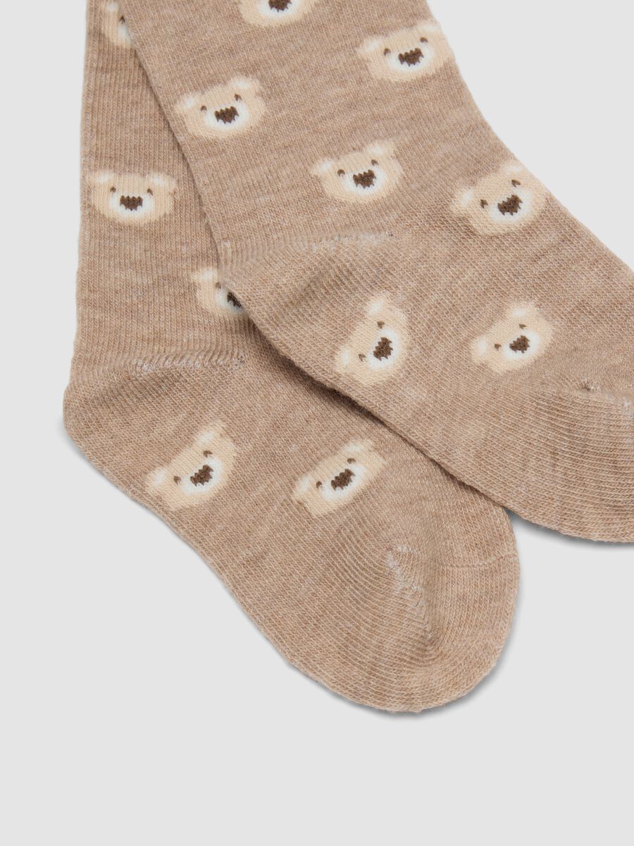 3-pack of beige long socks in stretchy organic cotton_2