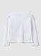 White long-sleeved pure cotton T-shirt with kitten print for girls_1