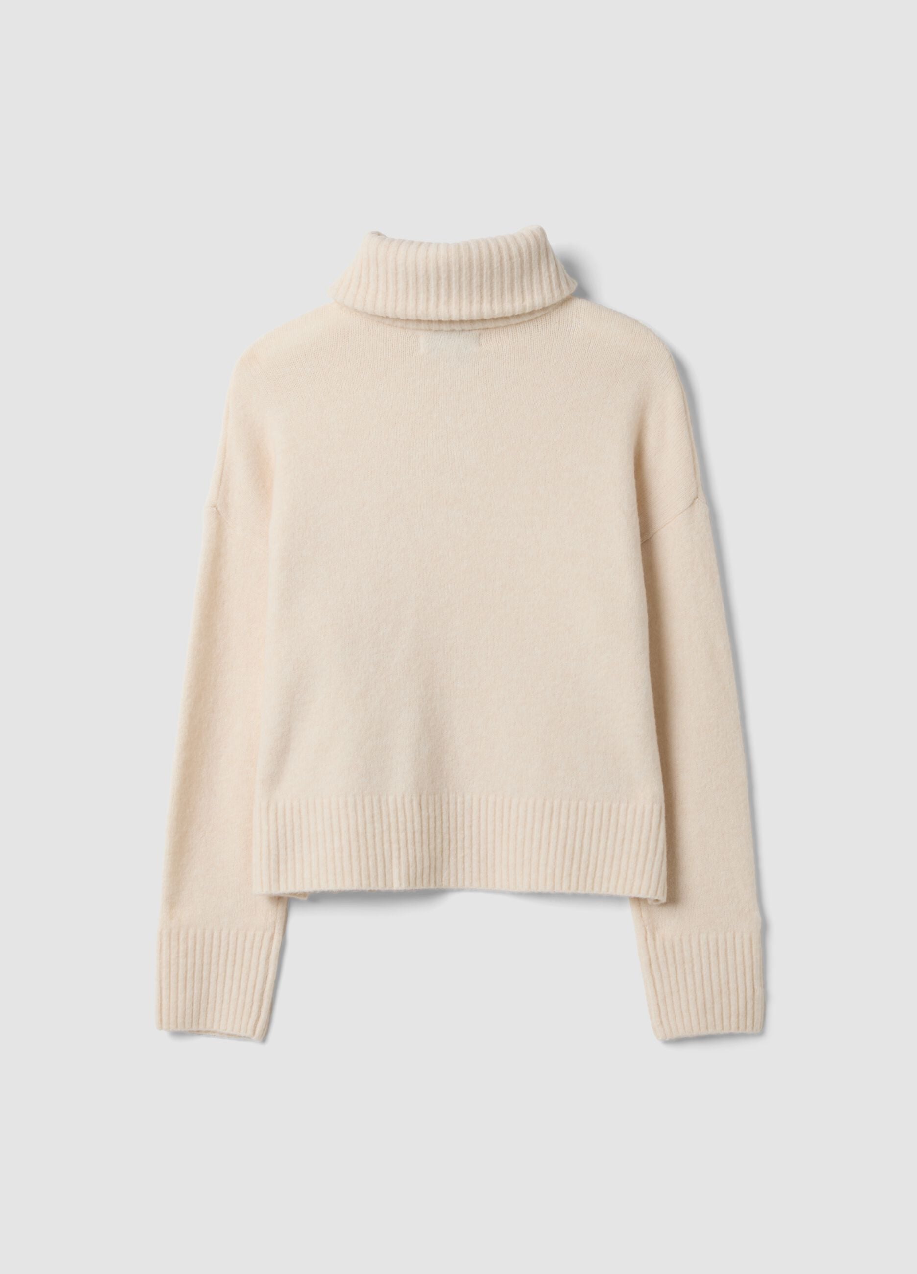Maglia beige in lana elasticizzato Half zip