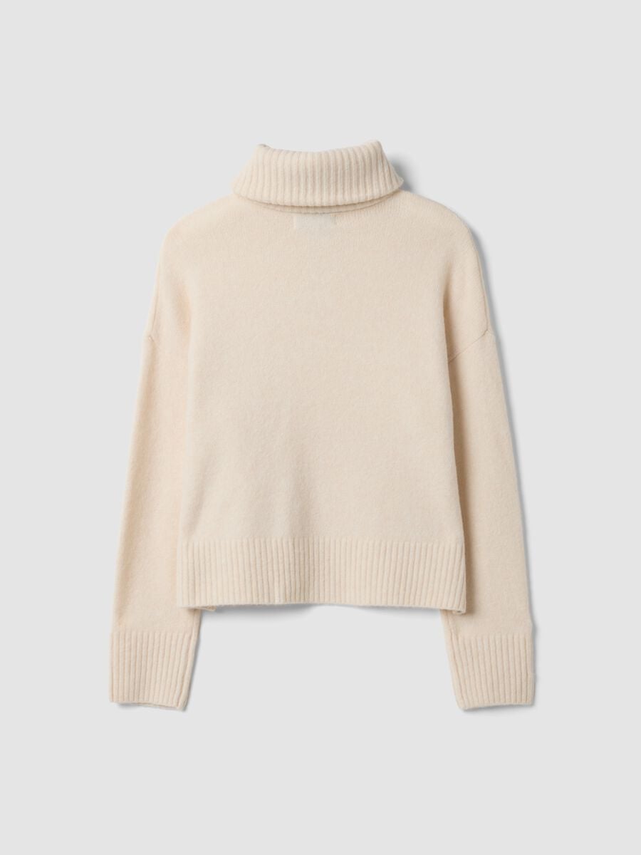 Maglia beige in lana elasticizzato Half zip_2
